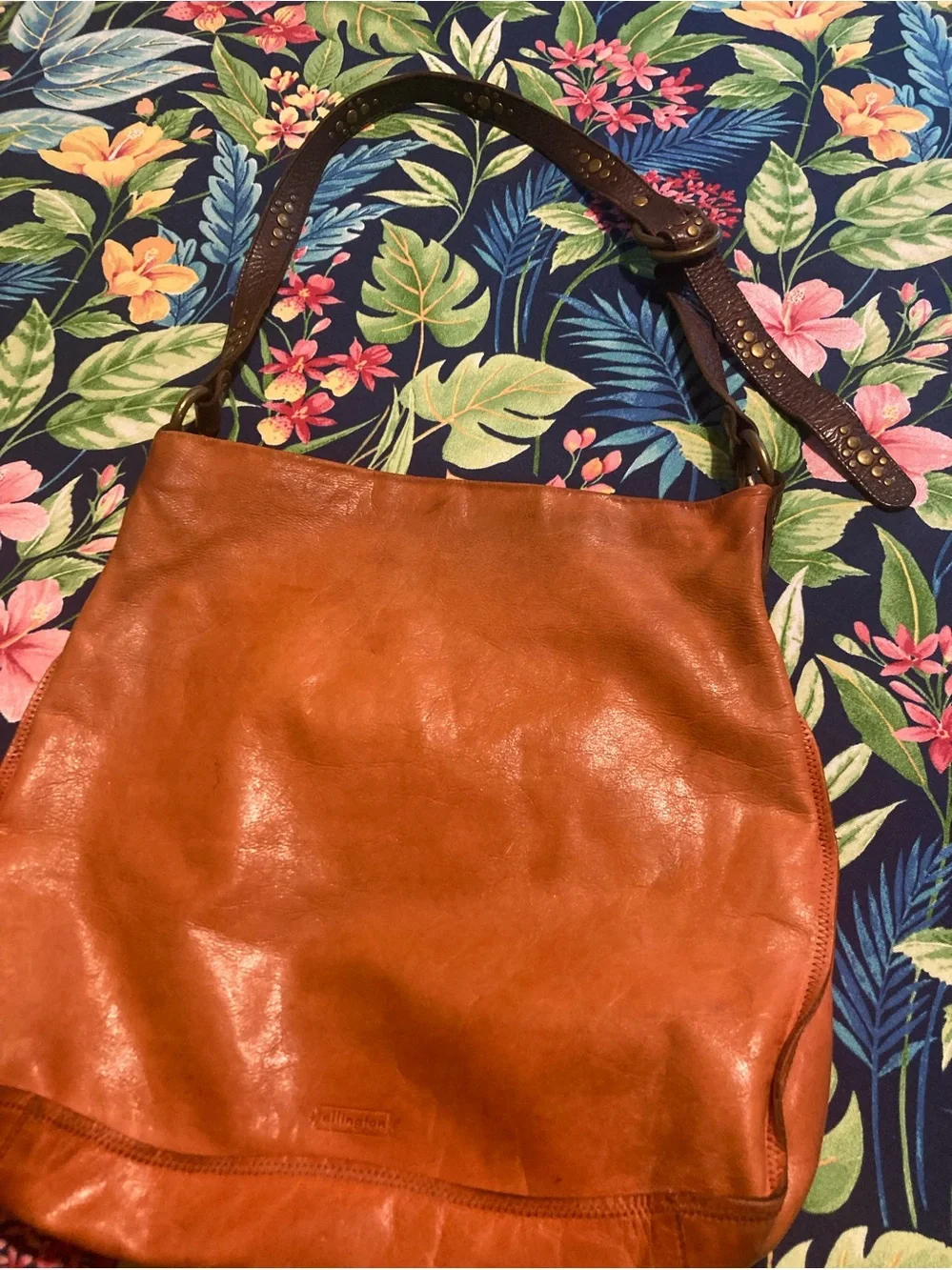 Ellington Rustic Cognac Leather Shoulder Tote
